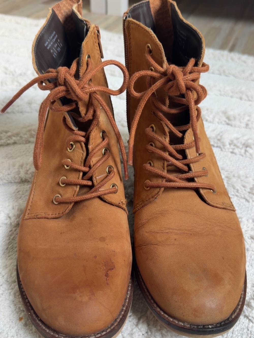 Aldo Cognac Lace-Up Ankle Boots